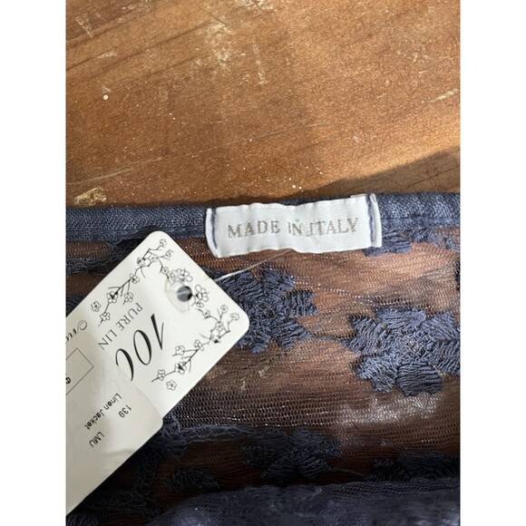 100% Linen Button Front Shacket Sz Med made in Italy Lagenlook Boho Hippie Blue - Picture 12 of 15